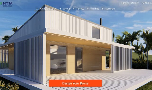 A house delivered in shipping containers